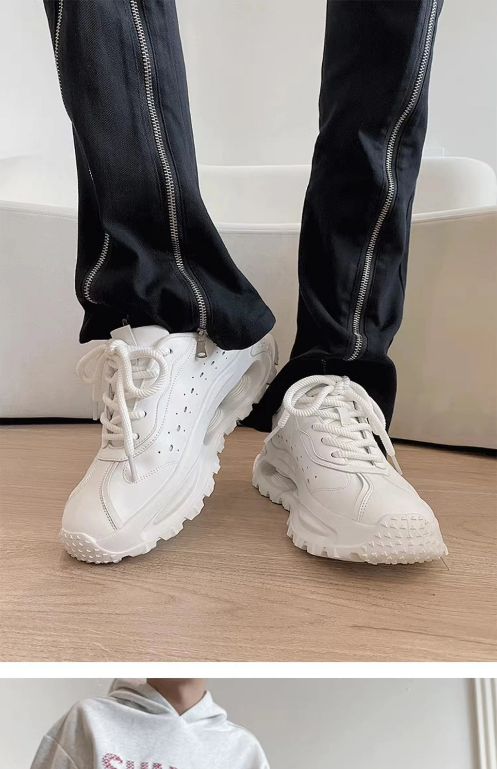 Sports shoes for men casual leather shoes street fashion brand design shock absorption soft sole height increasing dad shoes