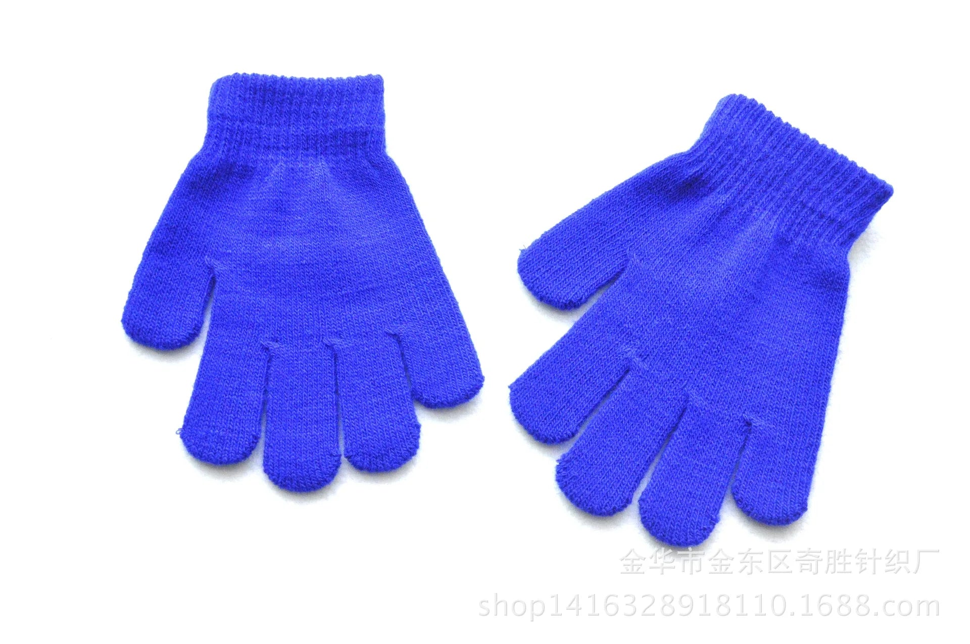 Winter 4-11 Year Old Children's Writing Cold-proof Warm Gloves Solid Color Knitted Wool Acrylic Full-finger Split-finger Gloves