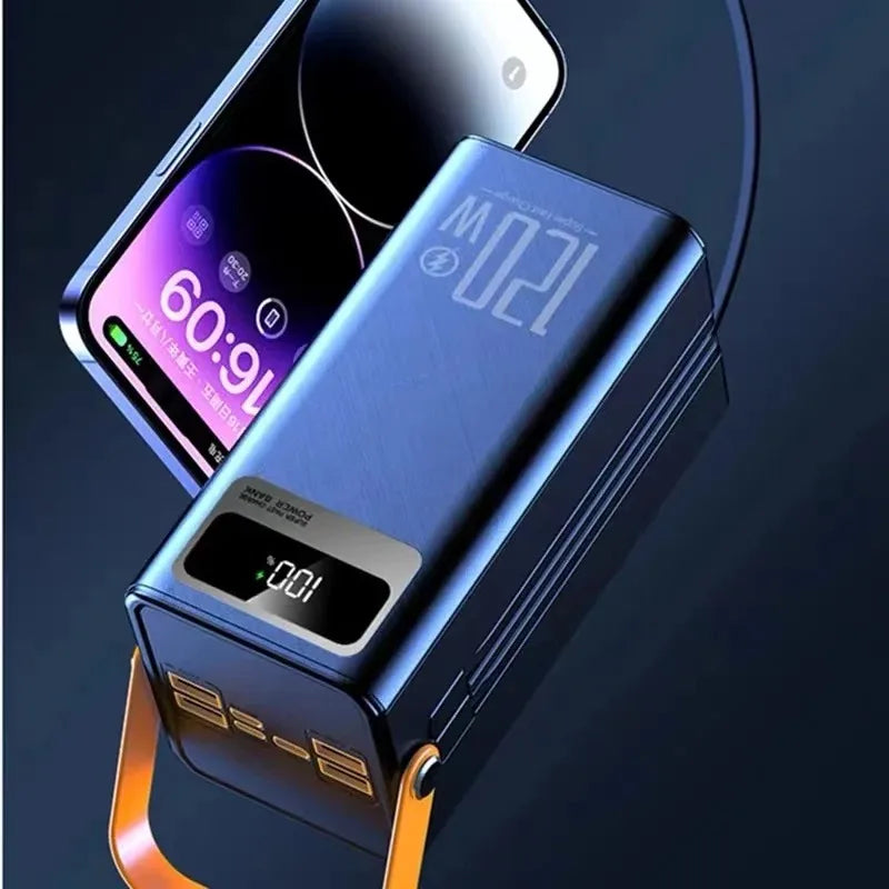 120W Super Fast Power Bank 200000mAh Large Capacity Outdoor Mobile Power Supply Supports 7 Devices to Charge At The Same Time
