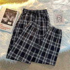 Pants Women New Bunch of feet Fashion Loose Black Plaid Summer Harajuku Students Streetwear Harem Long Trousers Womens Chic