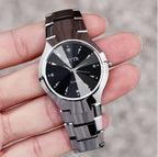 1/2pcs Couples Dial Cutting Quartz Watch Business Fashion Analog Calendar Wrist Watch Valentines Gift For Men Women Date Watch