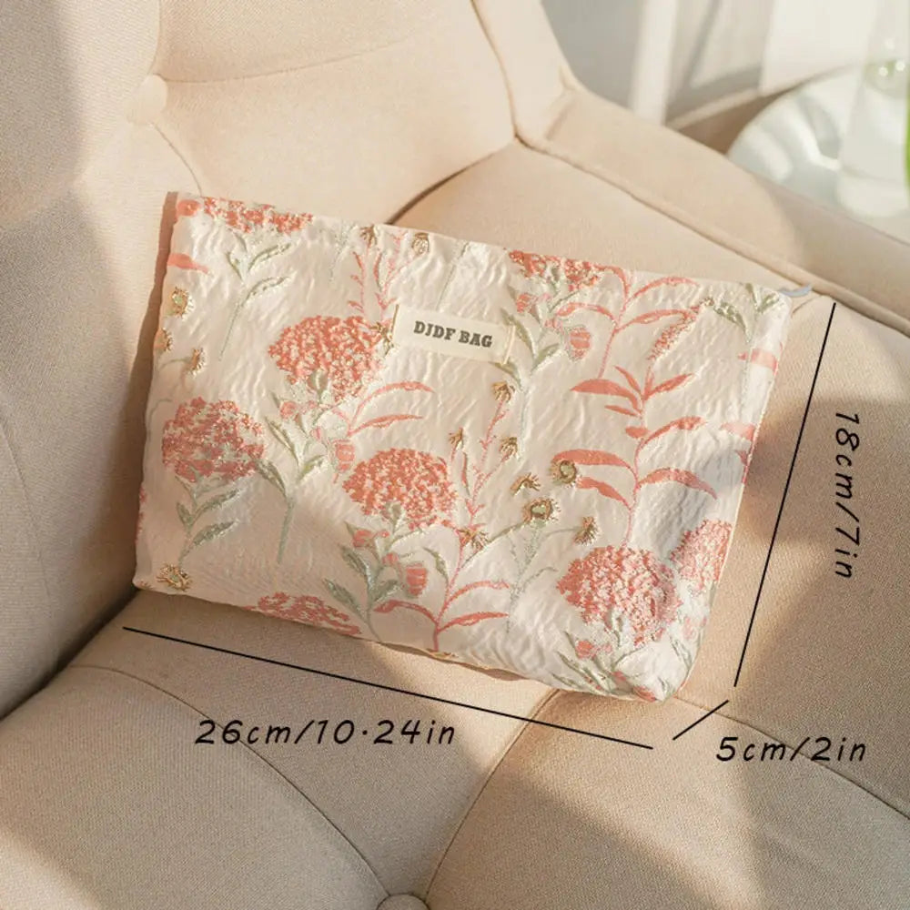 Cosmetic Bag Women Floral Makeup Case Organizer Korean Embroidery Cosmetic Pouch Travel Toiletry Bag Corduroy Canvas Beauty Case