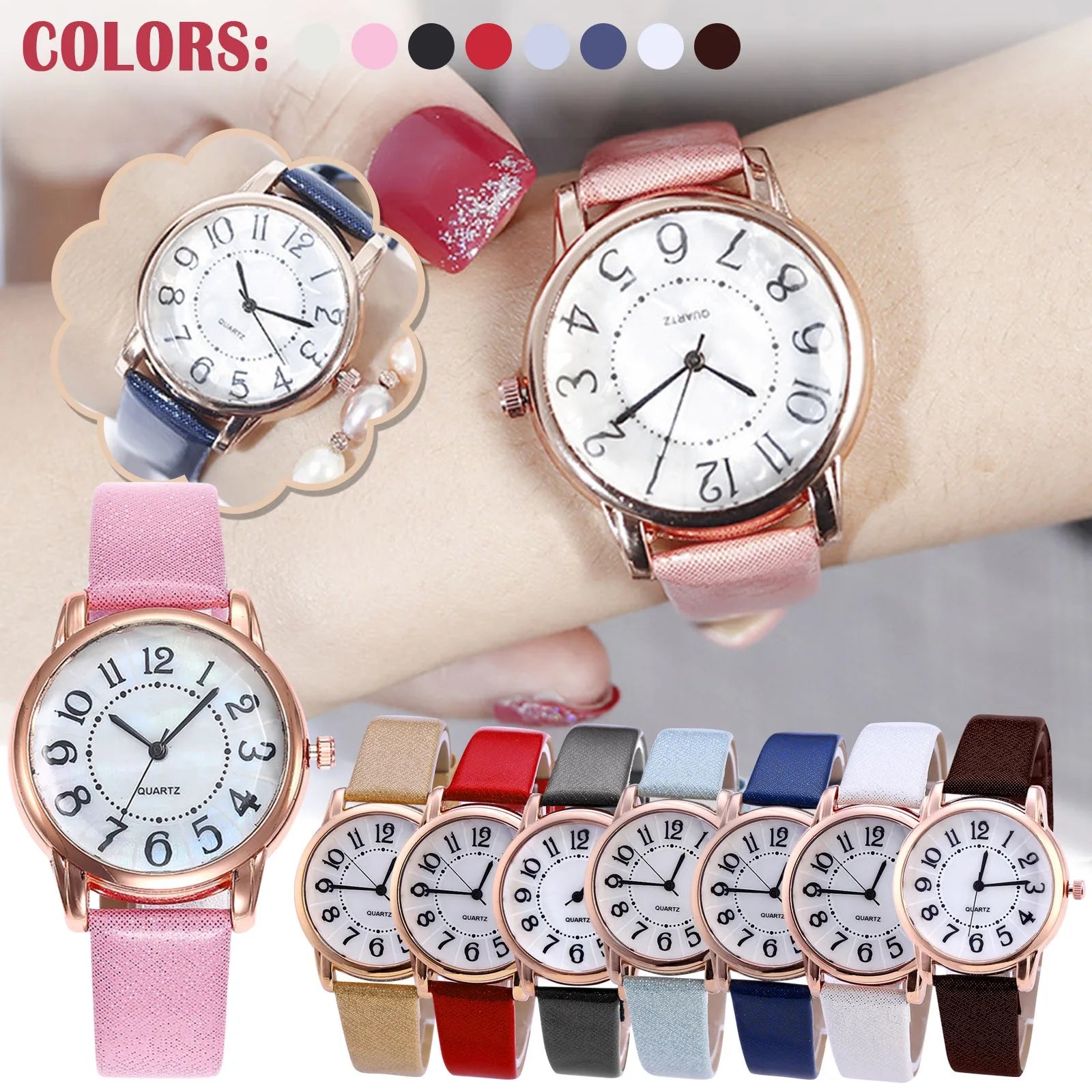 Women's Watch Quartz Dial Digital Watch Frosted Leather Strap Ladies And Girls' Watch Female Casual Ladies Watches женские часы