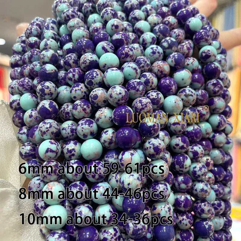 Natural Stone Purple Blue Sea Sediment Jasper Turquoise Abacus Square Spacer Beads for Jewelry Making DIY Bracelet Accessories