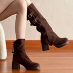 High Heels Women High Boots Chunky Designer Shoes Fashion Woman Pumps 2025 Autumn Dress Walking Casual Goth Chelsea Botas Mujer