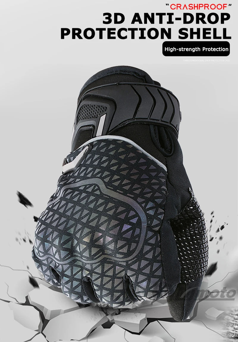 Autumn Winter Motorcycle Riding Gloves for Women Men Warm Fall-proof Windproof Moto Glove Colorful Reflective Touchscreen Glove