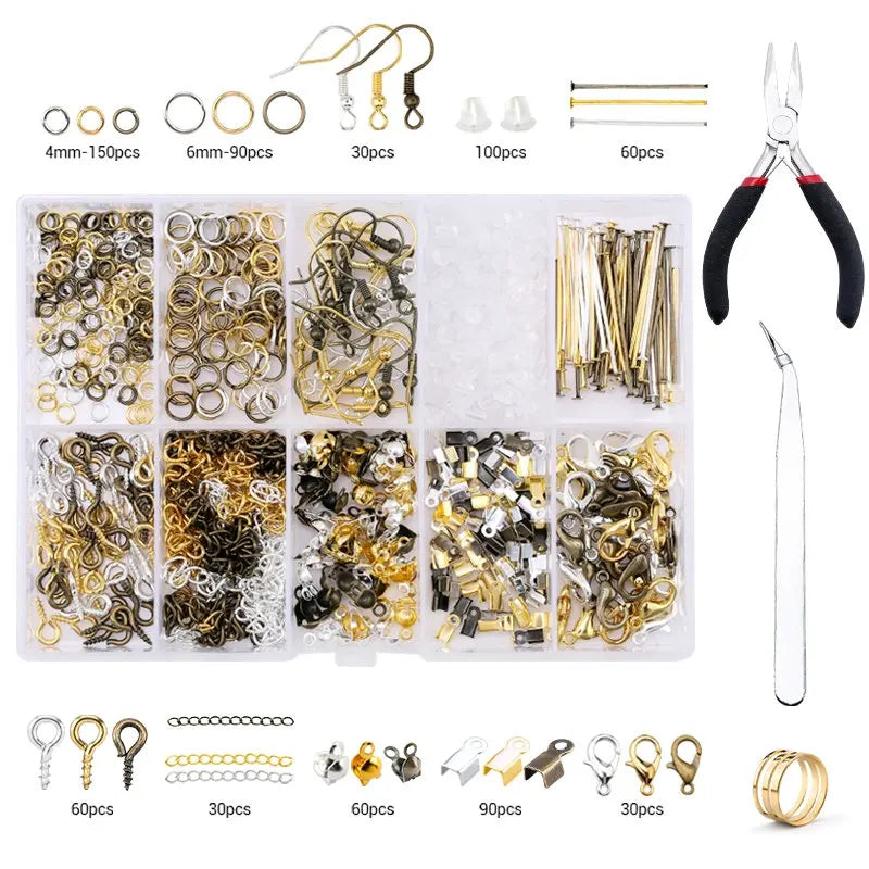 Alloy Accessories Jewelry Findings Set Copper Wire Open Jump Rings Jewelry Making ToolsEarring Hook Jewelry Making Supplies Kit