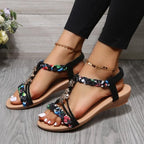 Sandals Woman Summer 2023 Fashion Comfortable Weave Slippers Beach Bohemian Slides Ladies Flats Sandals Rome Shoes for Women