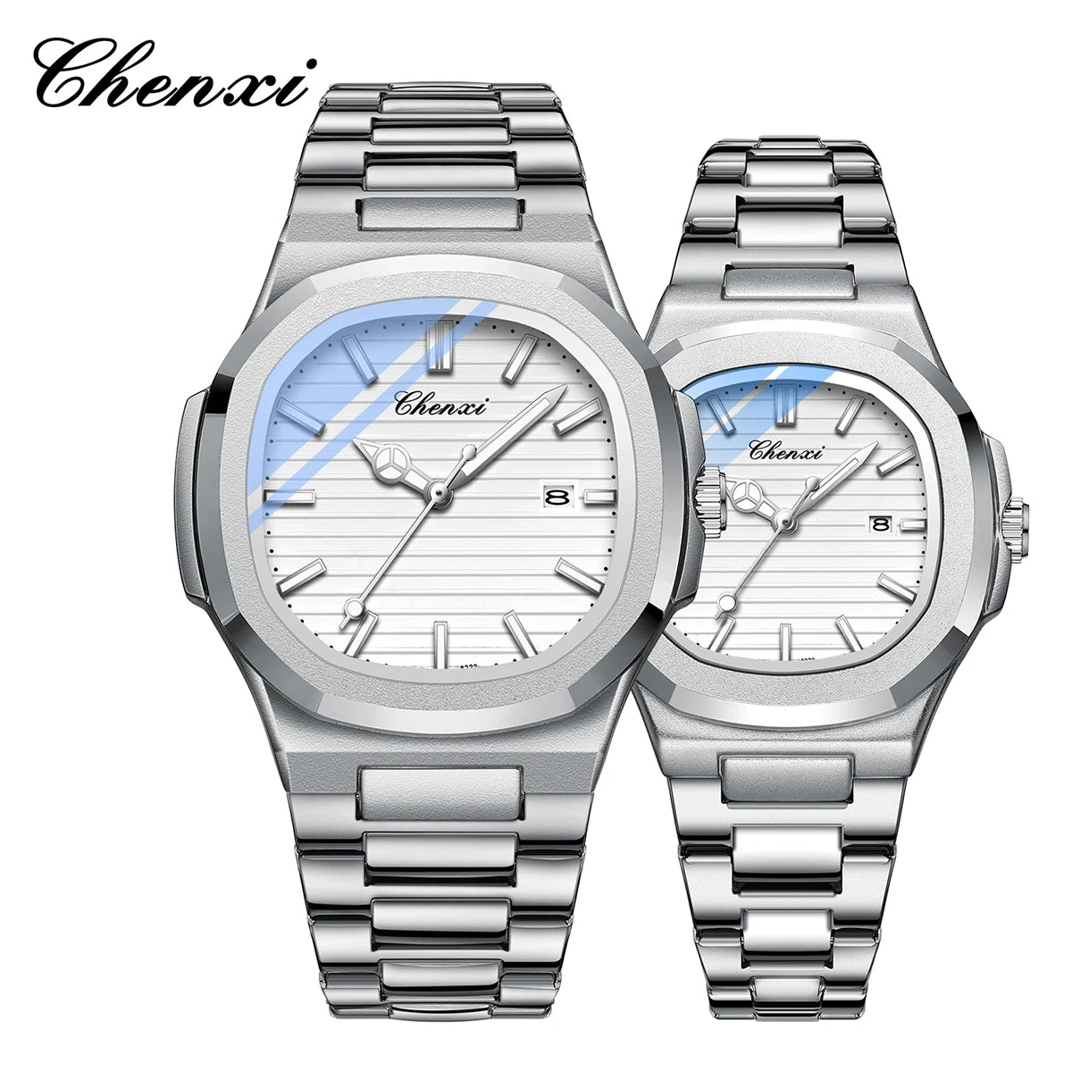 Fashion Couple Watches Men and Women Business Luxury Stainless Steel Quartz Wristwatch Waterproof Luminous Couple Watch Pair Set
