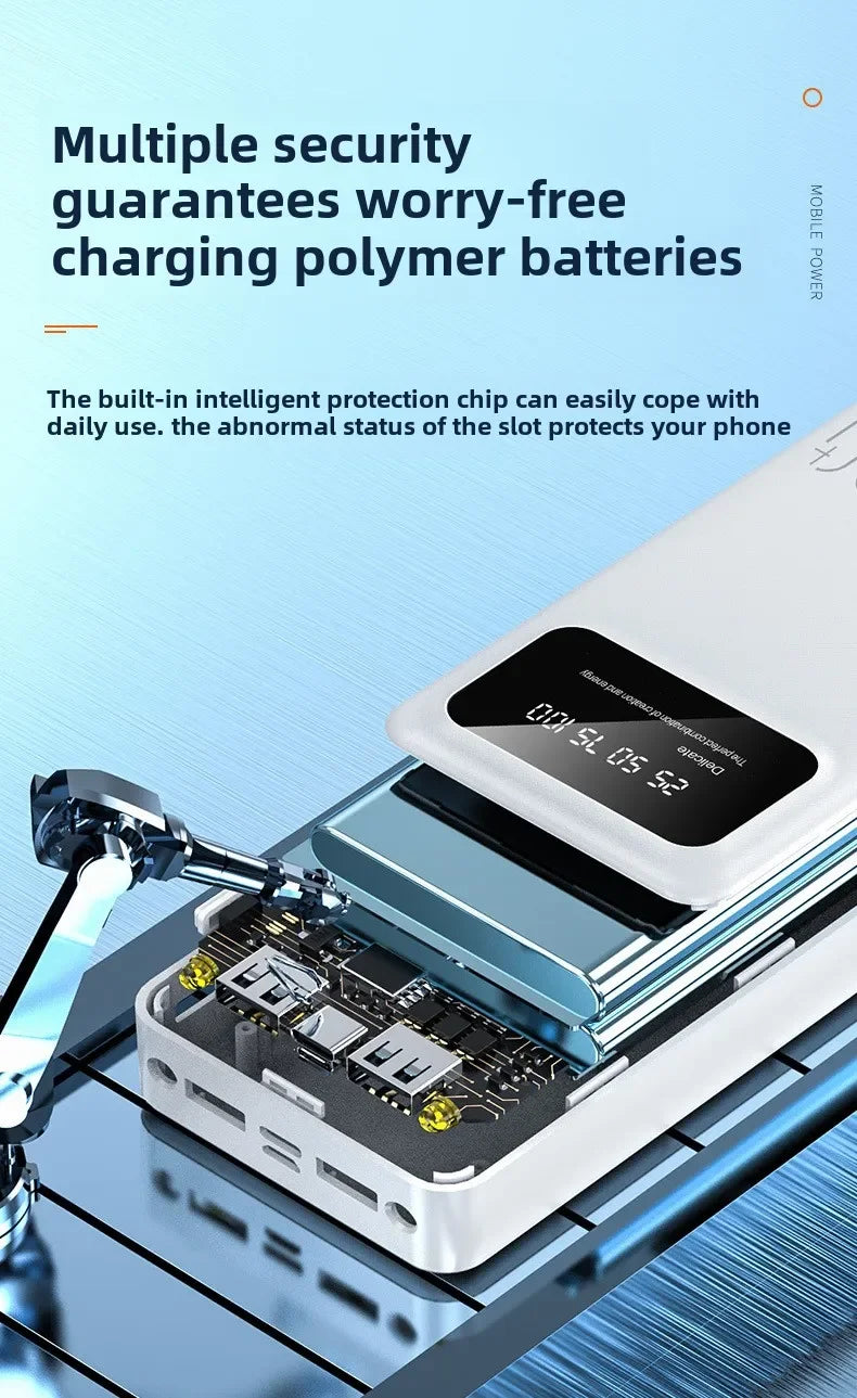 New Style BCAK power bank 20000mAh self-contained cable fast charging mini mobile phone gift mobile power supply