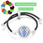 Aromatherapy Diffuser Flowers Rose Women Leather Perfume Bangle Essential Oil Locket Spiral Open Rhinestones Bracelet Jewelry