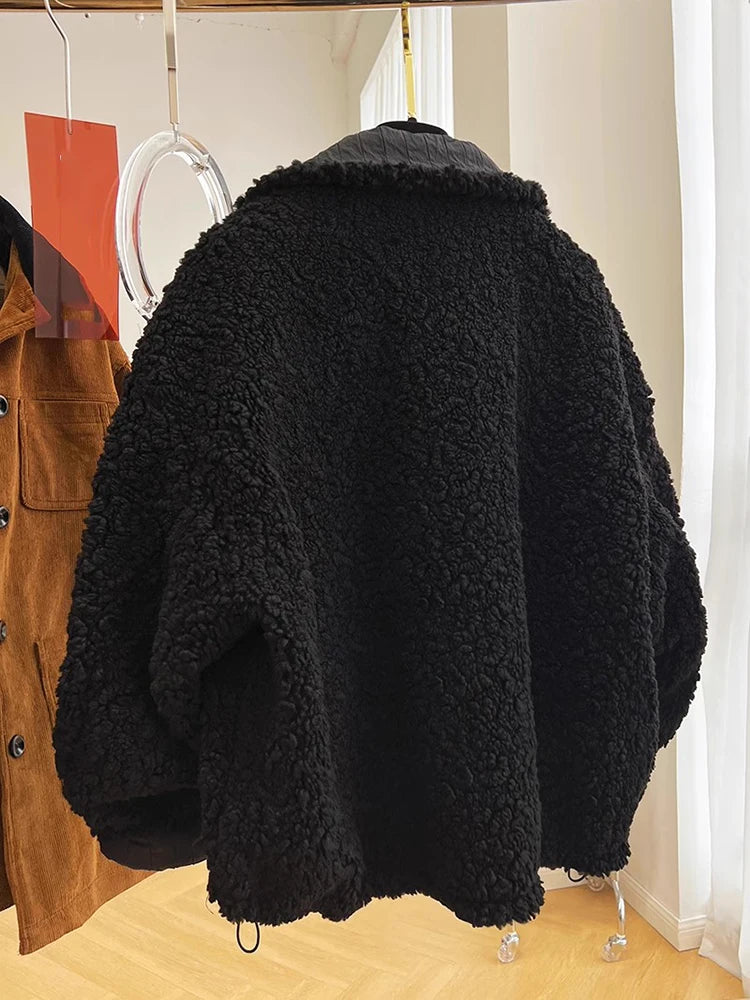 Winter 2025 New Jackets Women Loose Thick Short Cotton-padded Coat Ladies Solid Color Lamb Wool Warm Parkas Fashion