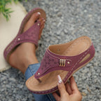 Woman Slippers Leather Non-Slip Soft Platform Shoes Flip Flops Summer Wedge Slippers Lightweight Orthopedic Sandals Slides Women