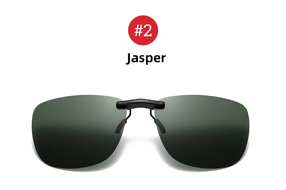 Square Clip On Sunglasses Women Polarized Black Lens UV400 Night Vision Driving Men Goggles Clips Anti Glare Vintage Glasses