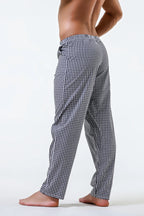 Pajama Pants Men's Pants Pure Cotton Home Pants Thin Summer Loose Plaid Cotton Home Pants Spring & Fall Air-Conditioned Pants