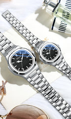Fashion Couple Watches Men and Women Business Luxury Stainless Steel Quartz Wristwatch Waterproof Luminous Couple Watch Pair Set