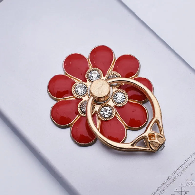 Mobile Phone Case Accessories Alloy Flower Phone Holder Creative Metal Ring Buckle Mobile Phone Decoration DIY Back Sticker