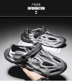 Men's Slippers New 2025 Platform Sandals for Men Anti-slip Mens Shoes Man Wearing Outside Summer Hollow Breathable Flat Pvc