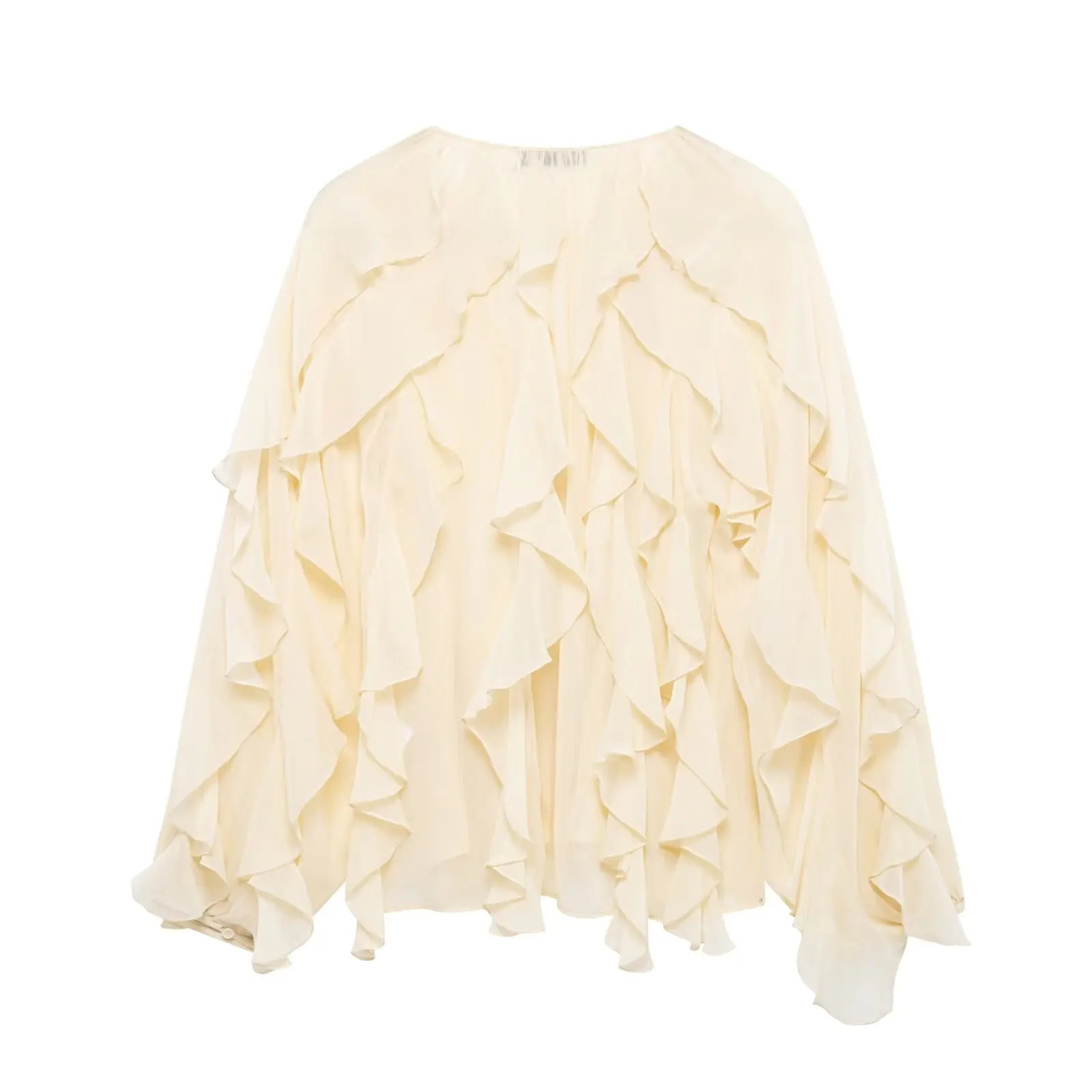 Women's Casual Ruffled Shirt Loose Lace Up Hollow Out V Neck Tops 2025 Spring Blouses Women Clothes