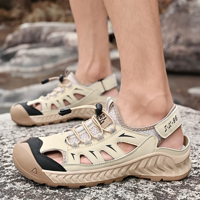 Mens Sandals Hot Sale Summer Outdoor Non-slip Beach Shoes Anti-collision Rubber Wading Shoes Fashion Breathable Male Sneakers