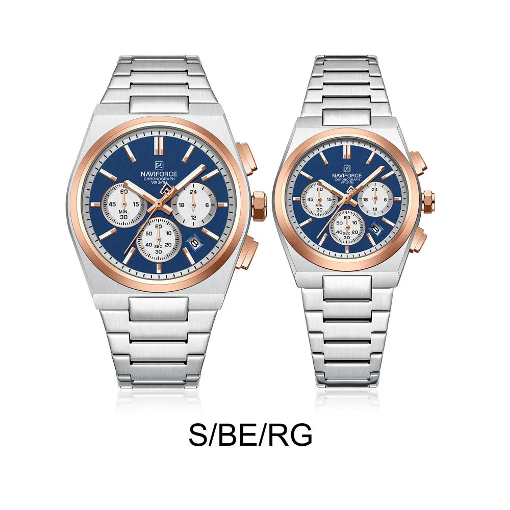 NAVIFORCE Luxury Couple Watches Set - Men's And Women's Fashion Quartz Wristwatches Waterproof Stainless Steel 2025 New Arrival