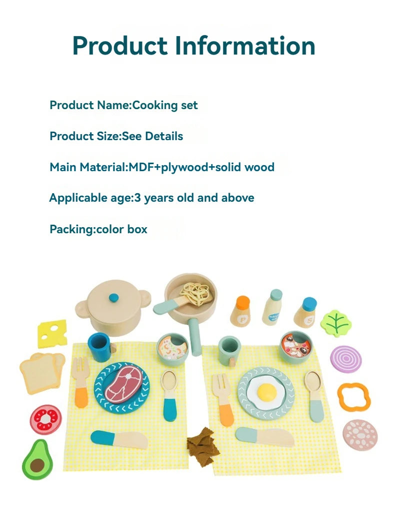 wooden Kitchen toy wooden tableware Food Sets toy  role play Educational Cosplay preschool gifts for kids Kitchen Accessories