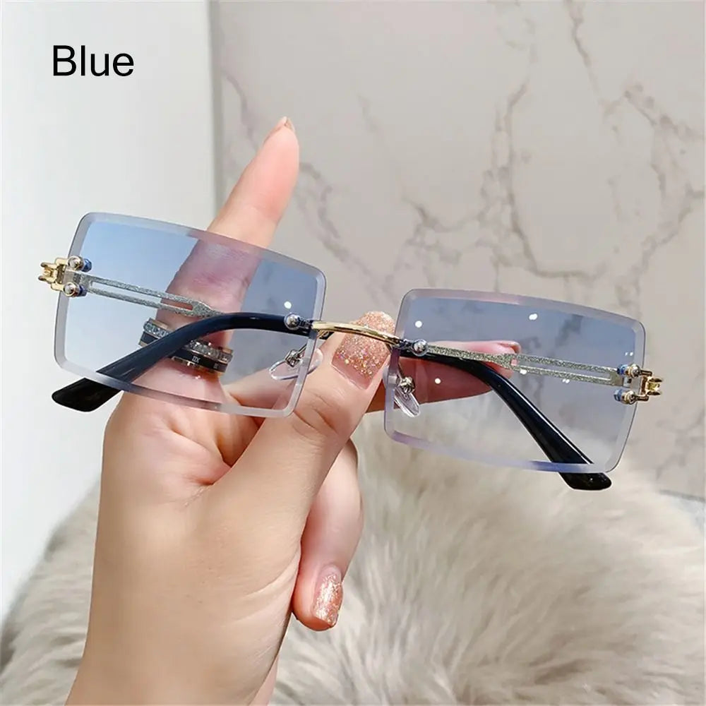 Retro Sunglasses Men Brand Designer Fashion Rimless Sun Glasses Shades Cutting Lens Ladies Frameless Eyeglasses