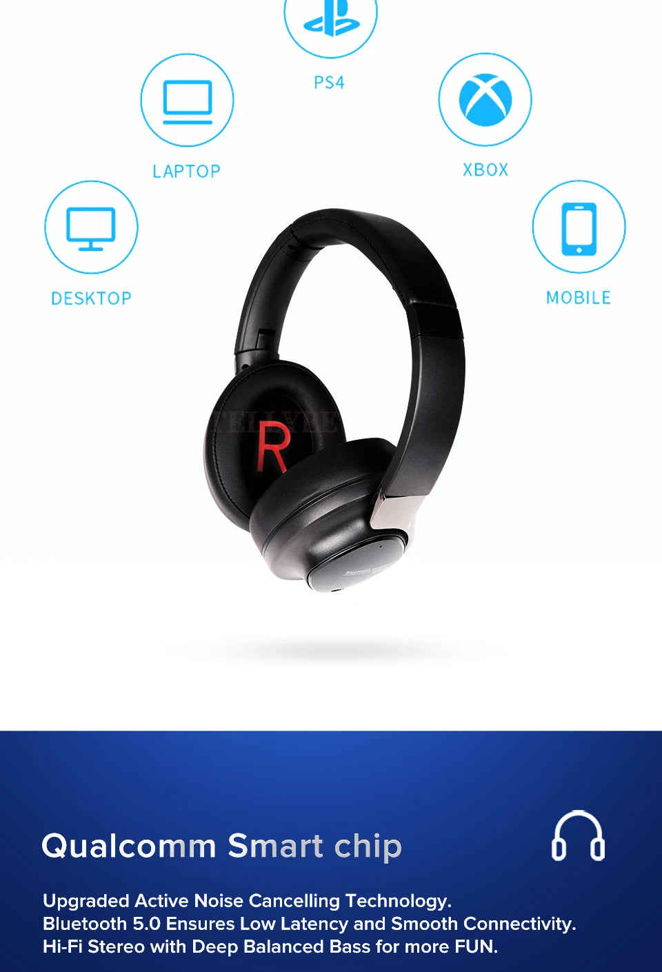 Wireless Bluetooth headphones noise-cancelling stereo 5.3 headphones high-quality wireless headphones HIFi sound effects