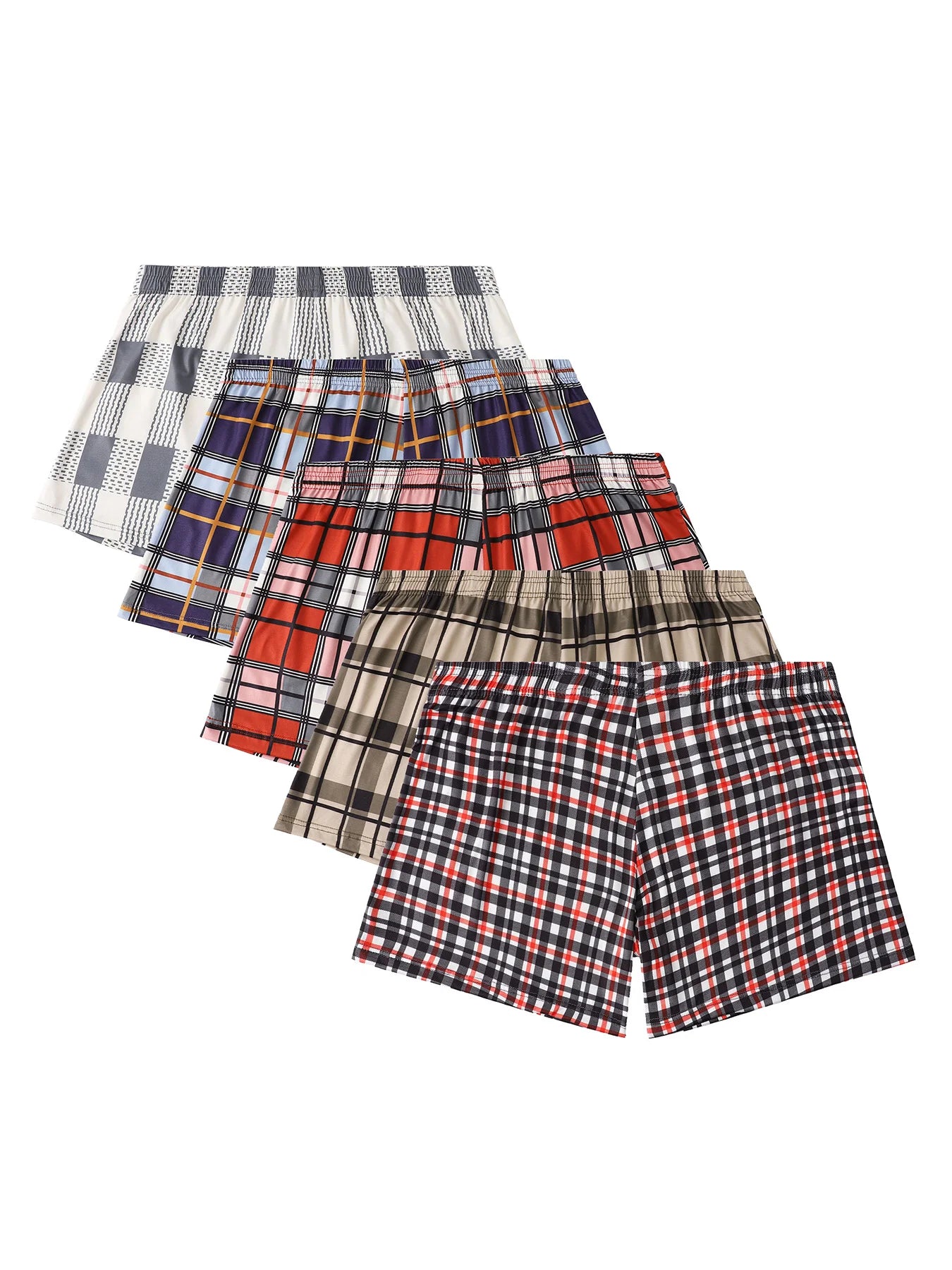 Men Panties Men's Polka Plaid Pants with Flat Corners Loose and Comfortable Skin Friendly Fat Pants Breathable Men Underpant