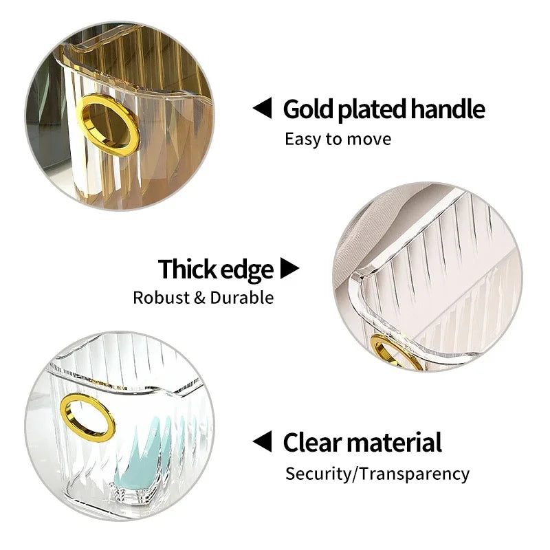 2 Pcs Cosmetics Box Desktop Storage Drawer Stackable Storage Box with Handle Makeup Organizers Basket Poatable Sundries  Rack