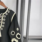 Women vintage embroidered mini dress tie half sleeve loose comfortable elegant ladies dress