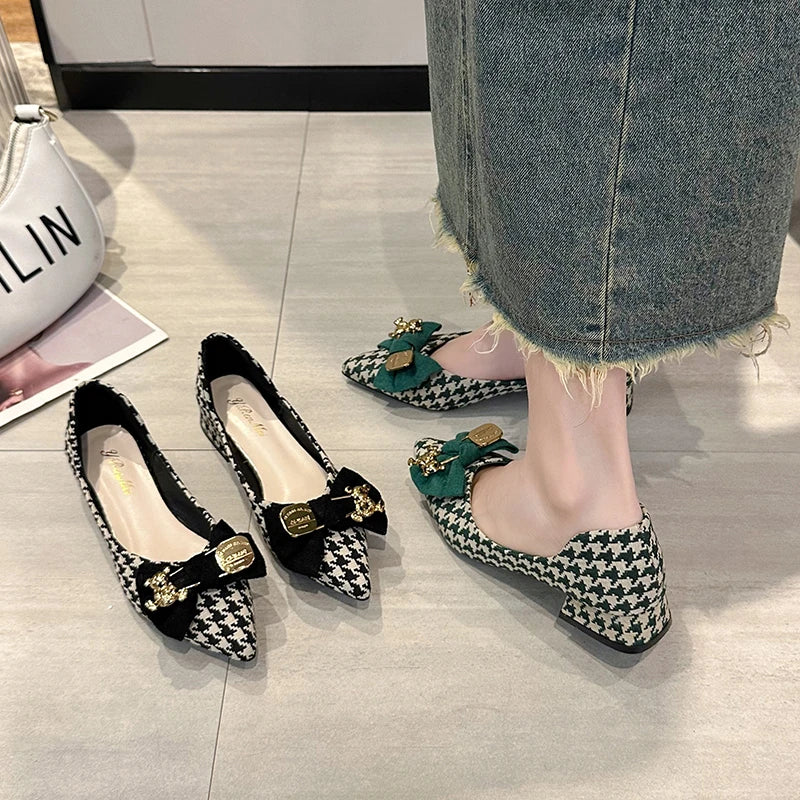 2025 Spring New Woman's Heels Elegant French Style Soft Bottom Anti-slippery Versatile Chic Princess Catwalk Office Single Shoes