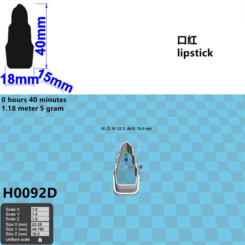 Four Specification Cartoon Women's Cosmetics Graphics Lipstick,Plastic Mold,Cake Fondant Tools,Cookie and Sushi Fruits Cutters