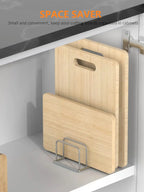 Kitchen Cabinet Organizer, Steel Cookware Holder, Divided Holder with 5 Slots for Skillets Baking Tray and Chopping Board Rack -