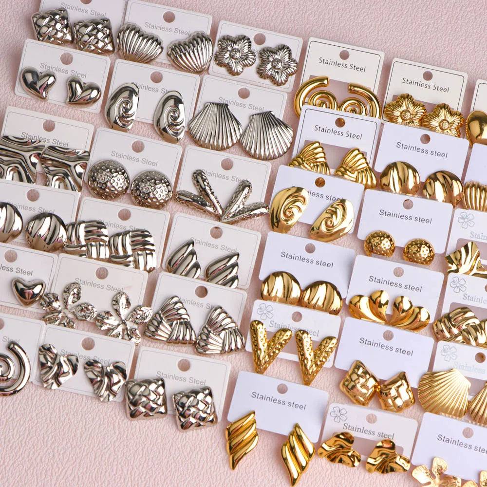 10Pairs/Lot Fashionable Women's Stainless Steel Earrings, Daily Jewelry Accessories Gifted To Friends, Randomly Shipped