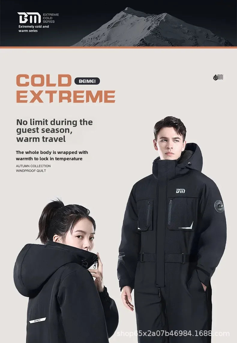 Winter Motorcycle Riding Coldproof Clothing Winter Fashion Waist Designwarm Cotton Jumpsuit,thickened Waterproof Snowmobile Suit