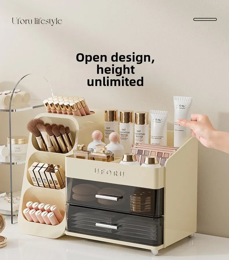 Cosmetics Storage Box Household Dressing Table Advanced Sense Large Capacity Lipstick Skin Care Compartment Shelf