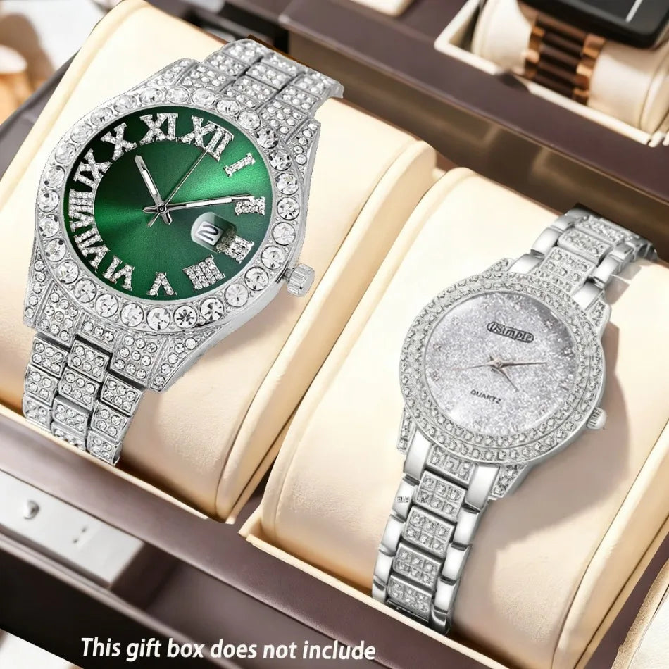 Couple Watches, 2-Piece Set Luxury Watch Set Classic Minimalist Large Dial Casual Versatile Quartz Watch Combo Set Holiday Gift