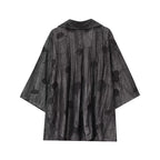 Women Print Long Pants Sets For Women Lapel Half Sleeve Single Breasted Shirts + High Waist Lace-Up Wide Leg Pants