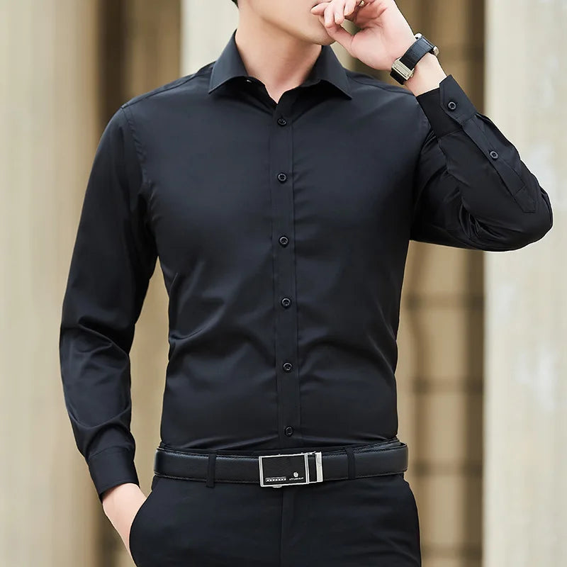 New men's shirt long sleeve spring and summer formal thin business casual free ironing high quality slim fashion breathable