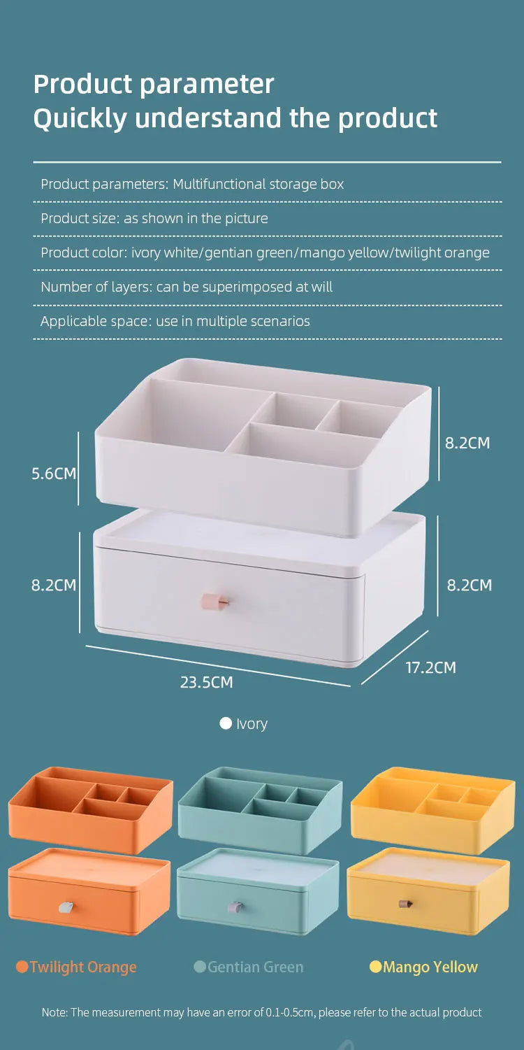 Makeup Organizer for Cosmetics Large Capacity Plastic Storage Container Desktop Organizer Boxes Jewelry Office Storage Baskets