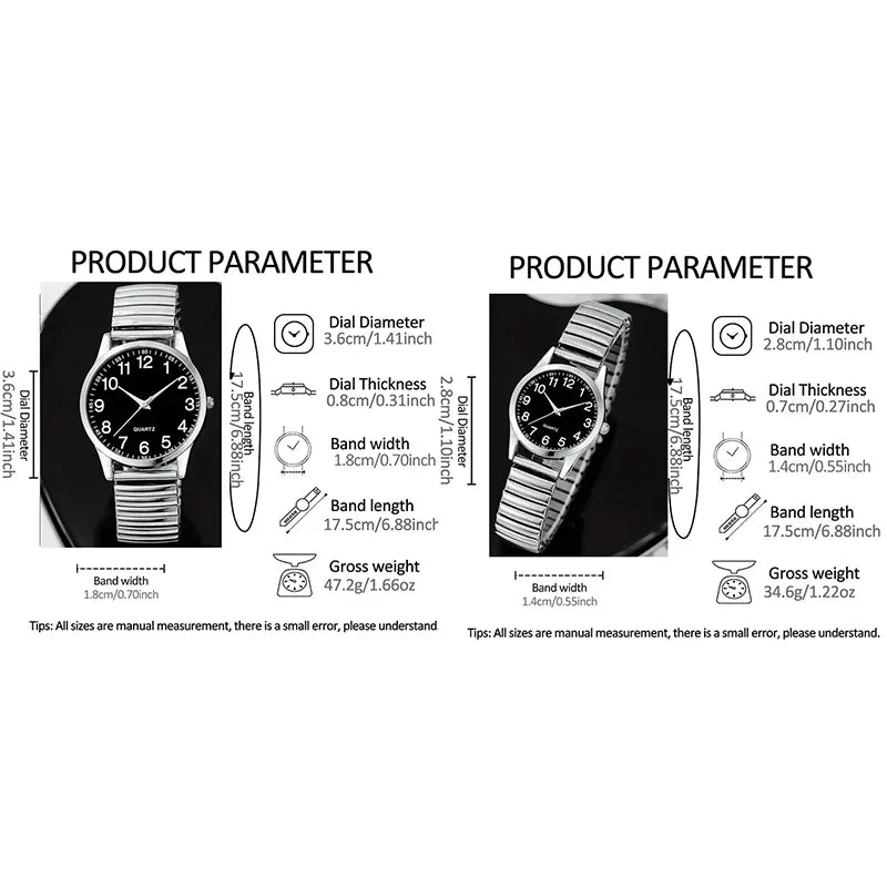 Fashion Couple Watches Simple Arabic Dial Men Quartz Watch Elastic Band Women Wristwatches Valentine's Day gift birthday gifts