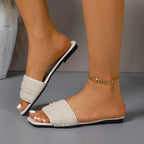 Women's slippers 2025 summer retro letters ladies open toe daily casual comfortable outdoor beach vacation flip flops plus size