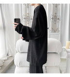 Men's High Street Long Sleeve T-Shirt - Trendy Casual Top Loose Fit Comfortable Wear, Modern Minimalist Style, Everyday Essentia