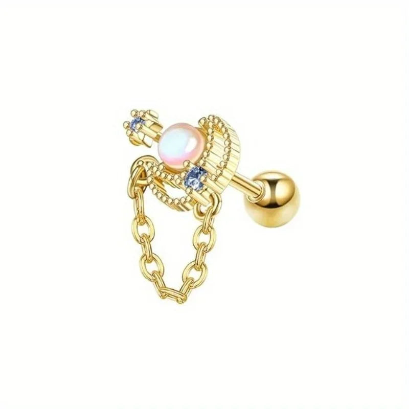 Bobisty 1PC Stainless Steel Cartilage Earring Stud for Women Flower Heart Hypoallergenic Screw Back Earrings Piercing Jewelry