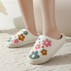 [Women's Flower Slippers] Women's Flower Slippers Winter Home Warm Slippers Home Couple Slippers
