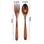 Dinner Kit Wooden Kitchen Supplies Soups Cereal Rice Dinnerware Sets Tableware Spoon Fork