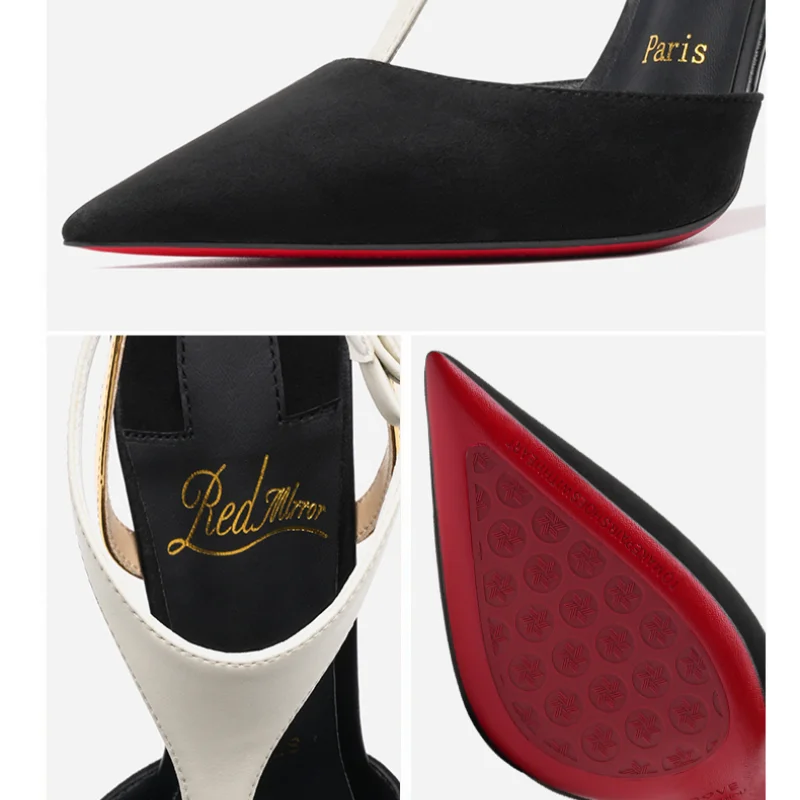 Women's Sandals Summer Pointed Toe Red Shiny Bottoms Stiletto High Heels Luxury Designer High Quality Pumps Elegant Woman Shoes