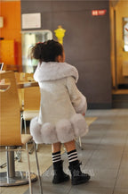 Winter Clothes for Girls 2023 New Kids Boutique Coat Thicken Korean Imitation Fur Autumn Fox Hair Cotton Warm Large Fur Collar