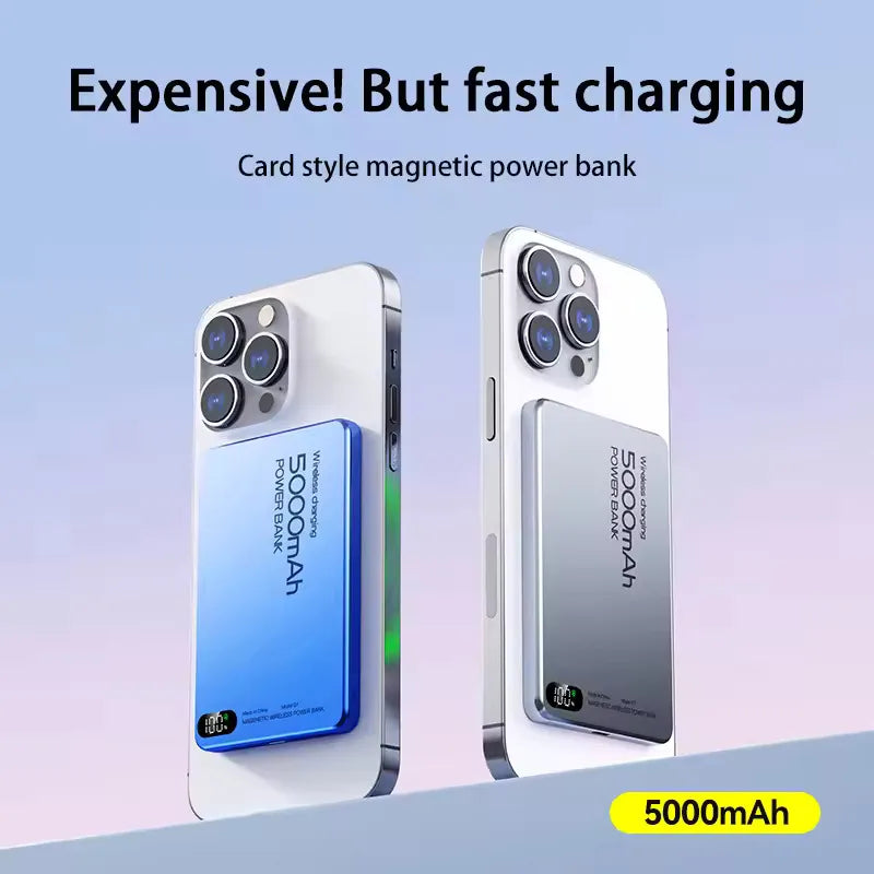 Magnetic Wireless Power Bank Qi2 Alloy Backup Battery PD20W Fast Charging For MagSafe External Battery Portable Charger